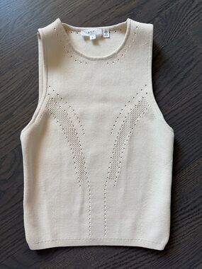 A.L.C. Cream Knit Eyelet-Detail Sleeveless Tank